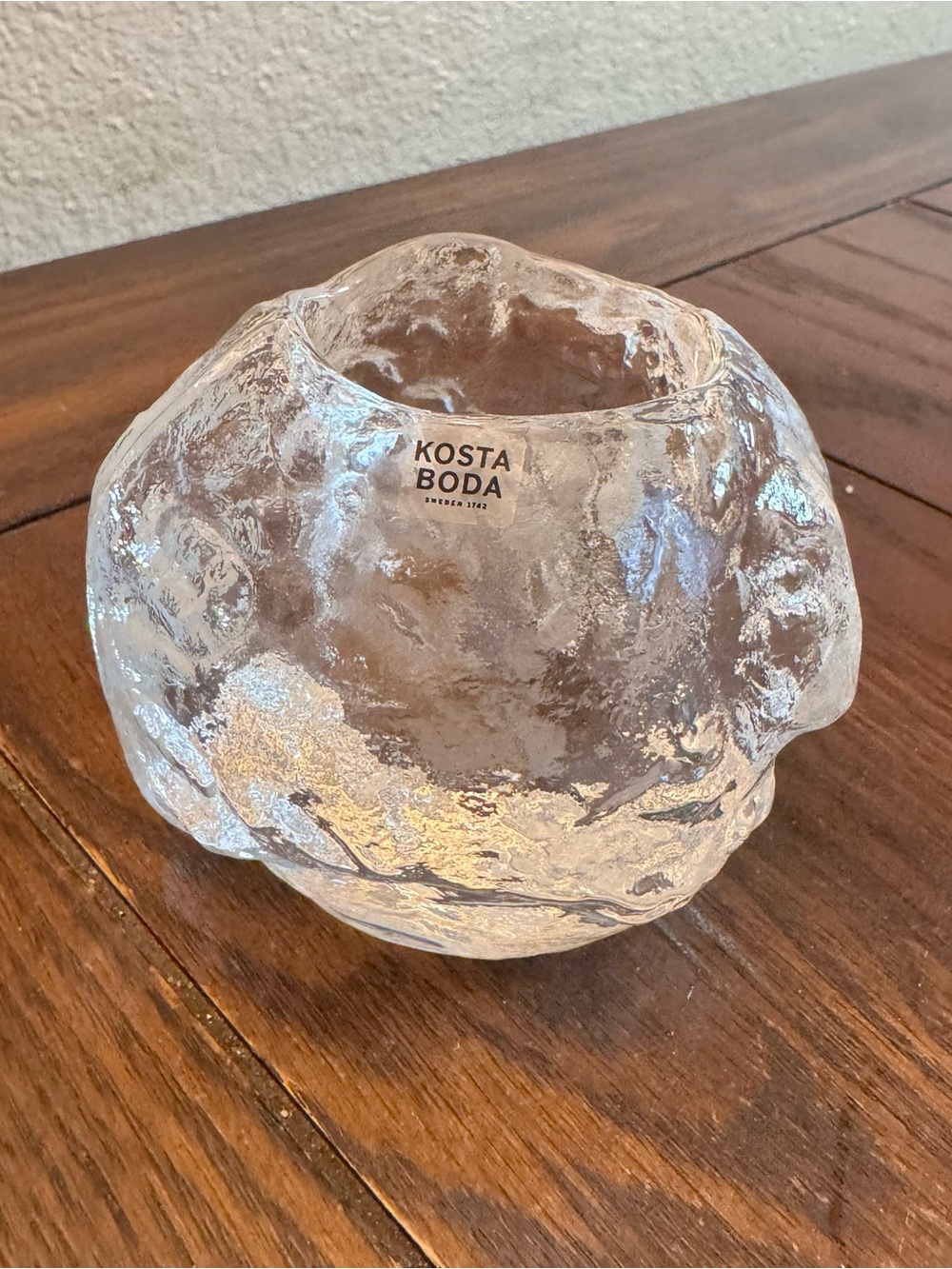 VTG KOSTA BODA Crystal Glass Snowball Votive Candle Holder Ann Warff SWEDEN Ball